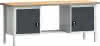 Werkbank PW 700 B2000xT700xH840mm Buche Multiplex lichtgrau grau 2 Schubl.2Türen