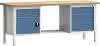 Werkbank PW 700 B2000xT700xH840mm Buche Multiplex grau brillantblau 4Schubl.1Tür