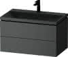 DU Vitrium c-shaped Set,Wdh,o.ÜL,m.HL, 8 00x480x480mm,Schubk:2,Hellgrau Mtt,Lack