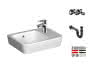 sanibel 3001-QuickSet Handwaschb. 445mm eckig mit WT-ELB, Bef., RS, 2xEV, weiß