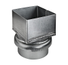 Zink Übergangsstück Kasten 100 x 100 auf DM 100 mm