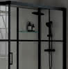 Kinedo Brooklyn Factory 110x80 schwarz H217,Schiebetür,Klarglas 6mm, Thermostat