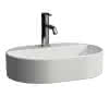 LF WT-Schale SAVOY 380x550x155 oval mit Hahnlochbank m.Hl m.Ül. weiß