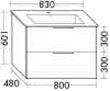 sanibel-WT-Unterbau 2.0 FLEX WVLB080 TH 800mm breit Schubl/Ausz Kieselgrau Matt