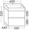sanibel-WT-Unterbau FLEX PLUS WYKR056 560mm breit Schubl/Auszug Eiche Urban