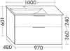 sanibel-WT-Unterbau 2.0 FLEX WYLK097L TH 970mm breit Schubl/Auszug Graphit Matt