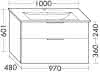 sanibel-WT-Unterbau 2.0 FLEX WYLI097 TH 970mm breit Schubl/Auszug Weiß Glänzend
